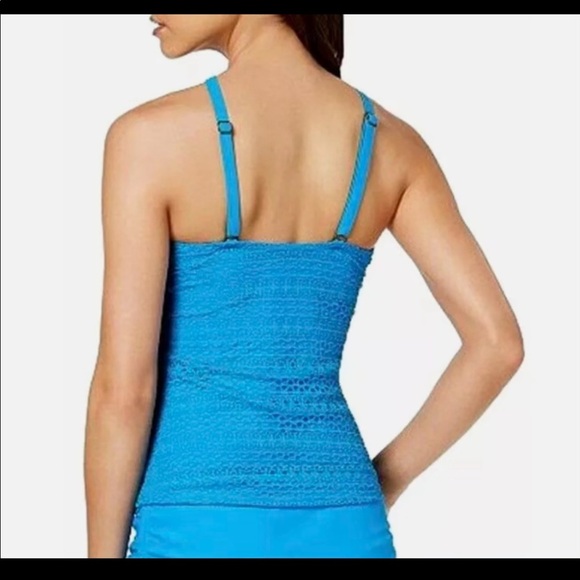 NWT Island Escape Tankini Top Women’s Size 8 Lost At Sea Crochet High Neck Blue - Picture 2 of 12